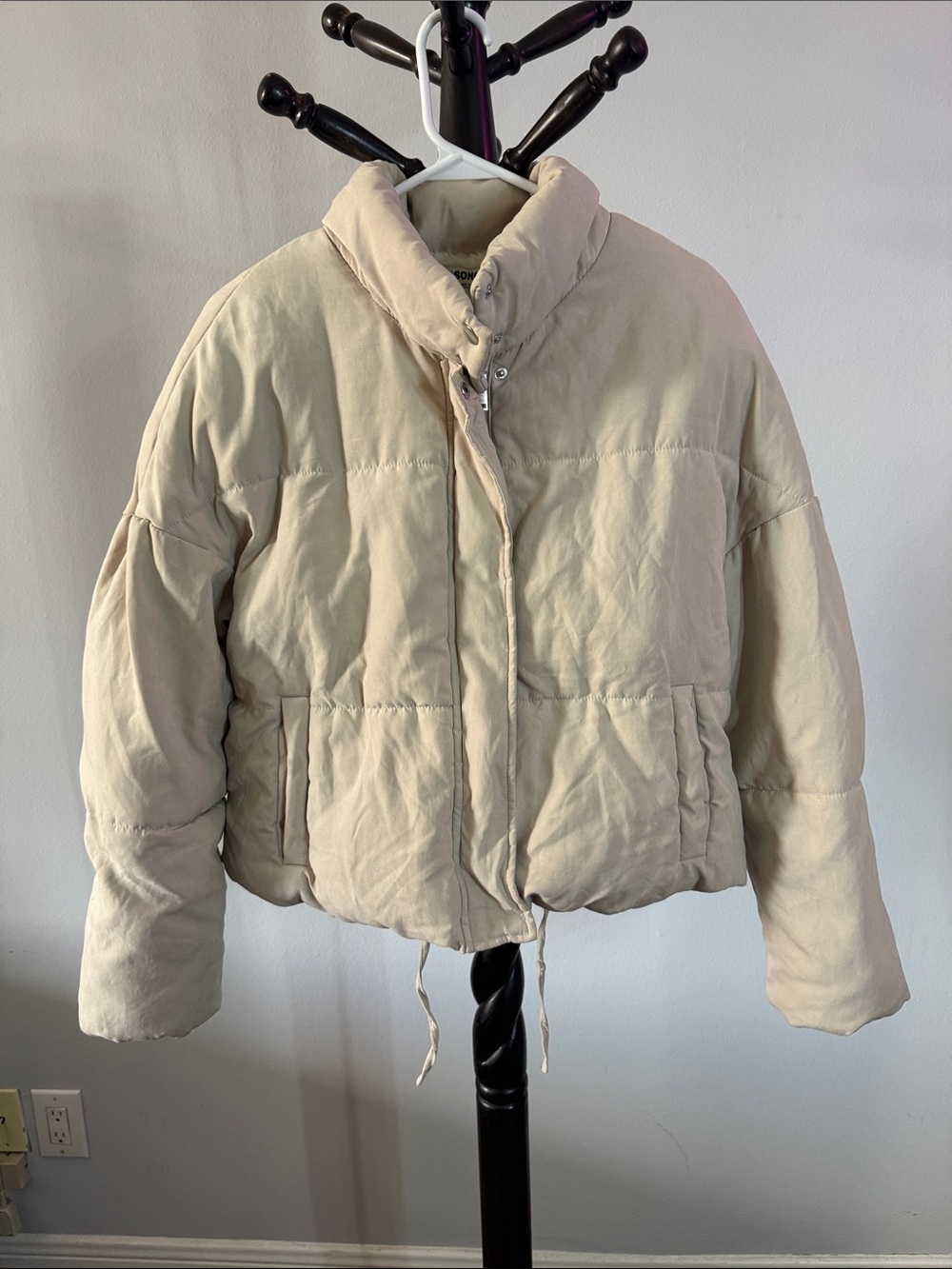 Cream Short Puffer Jacket